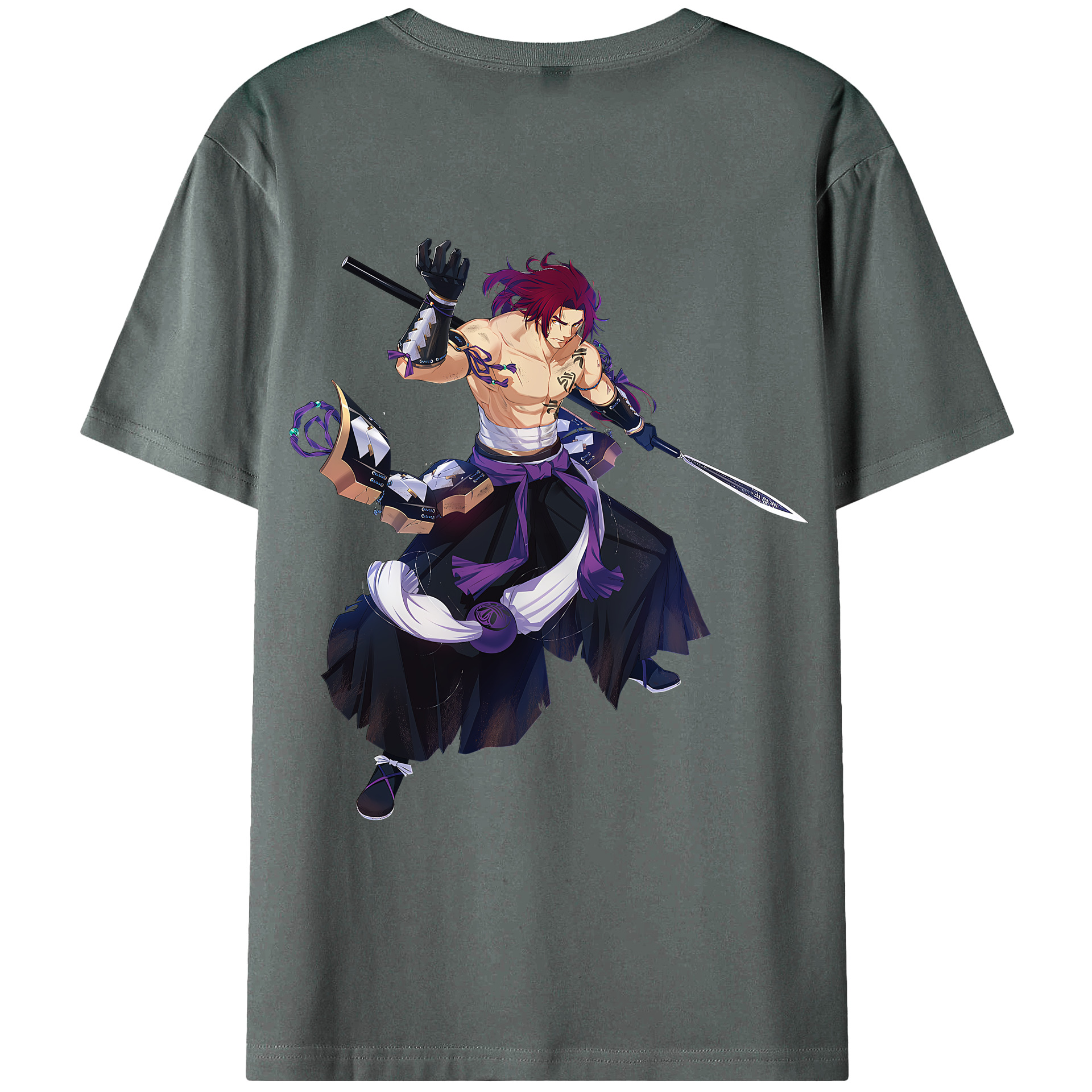 （画像用） 刀剣乱舞 Touken Ranbu 綿100％ メンズ半袖Tシャツ（バックプリント） 通気性